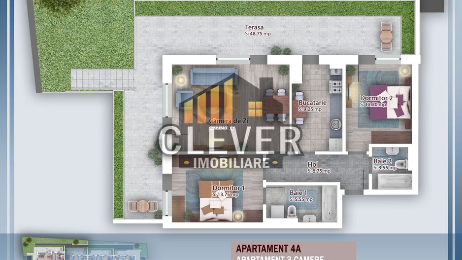 Apartament 3 camere Gradina 85 mp Theodor Pallady - Schiță 13