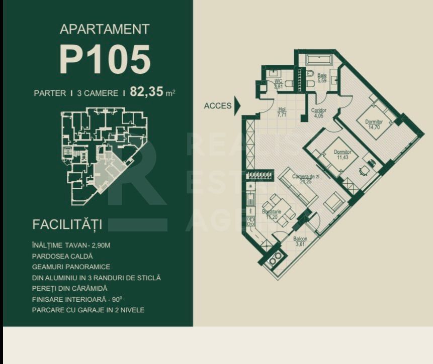 Vânzare, apartament 3 camere, complexul SEVEN Park - Ialoveni - Poză 9