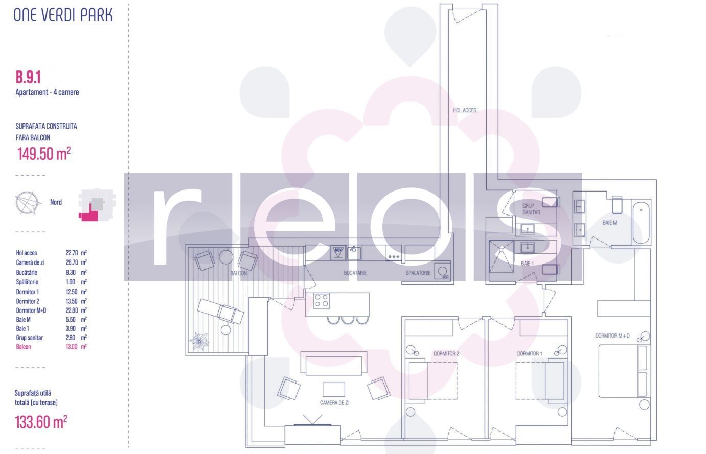ETAJ 6-9-13 | 539 000 EURO | 4 CAMERE | PARCARE | ONE VERDI PARK - Schiță 11