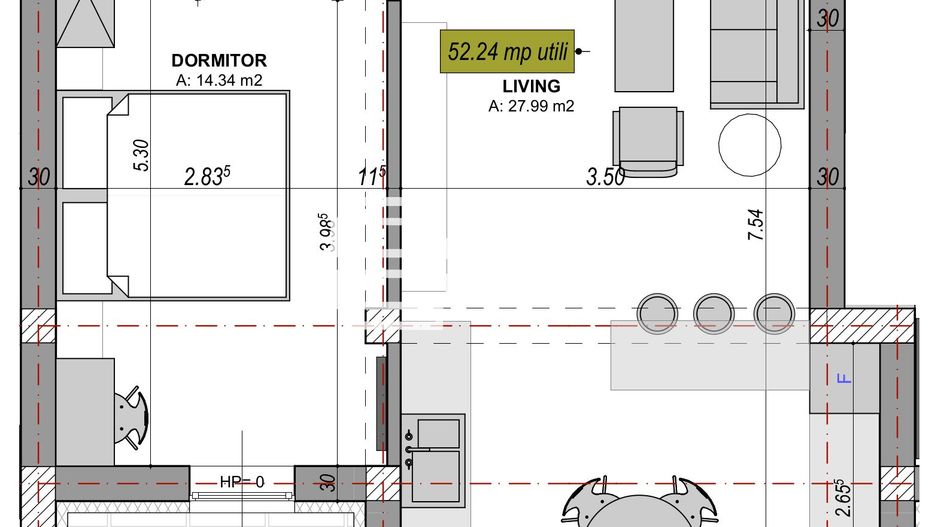 Apartament 2 camere | 52 mp Utili | DaVinci Homes | Predare la Cheie - Schiță 7