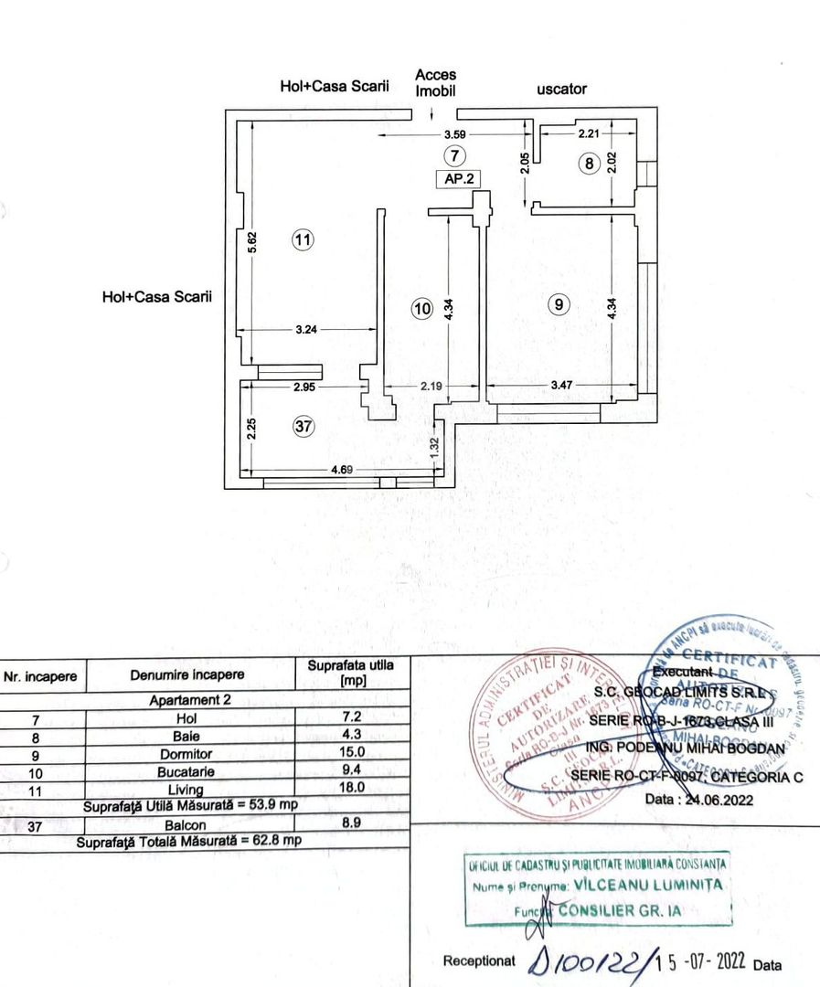 Apartament 2 camere Zen Residence - Centrul Comercial TOM -loc parcare - Schiță 15