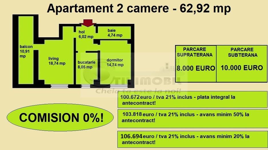 Apartament decomandat de vanzare in Iasi, Galata, 62,92 mp, bloc nou - Poză 2
