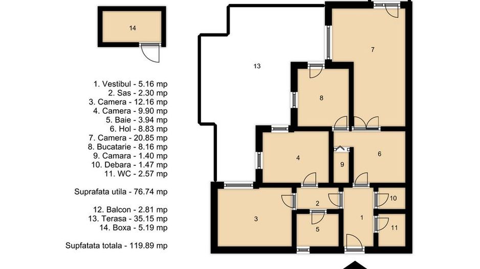 3 camere JW Marriot - 1990 - 120 mp - comision 0 - Poză 1