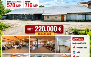 HALĂ PRODUCȚIE - ATELIER cu SC-578 mp, teren 716 mp, VASLUI - Str. Burebista; - Poză 1
