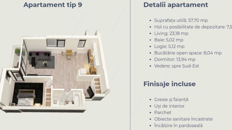 Apartament superb 2 camere - Nord One - Central - Schiță 7