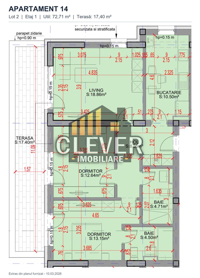 3 Camere | Parcare gratis | Parcul Teilor | Comision 0% Metrou Teclu - Schiță 15