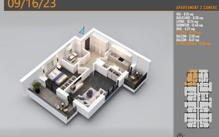 Ap 2 Camere | 66 mp Total | 2 Balcoane | Comision 0% - metrou Teclu - Poză 2