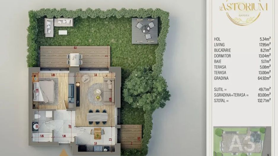 Apartament de vanzare cu 2 camere Astorium Garden - Poză 3