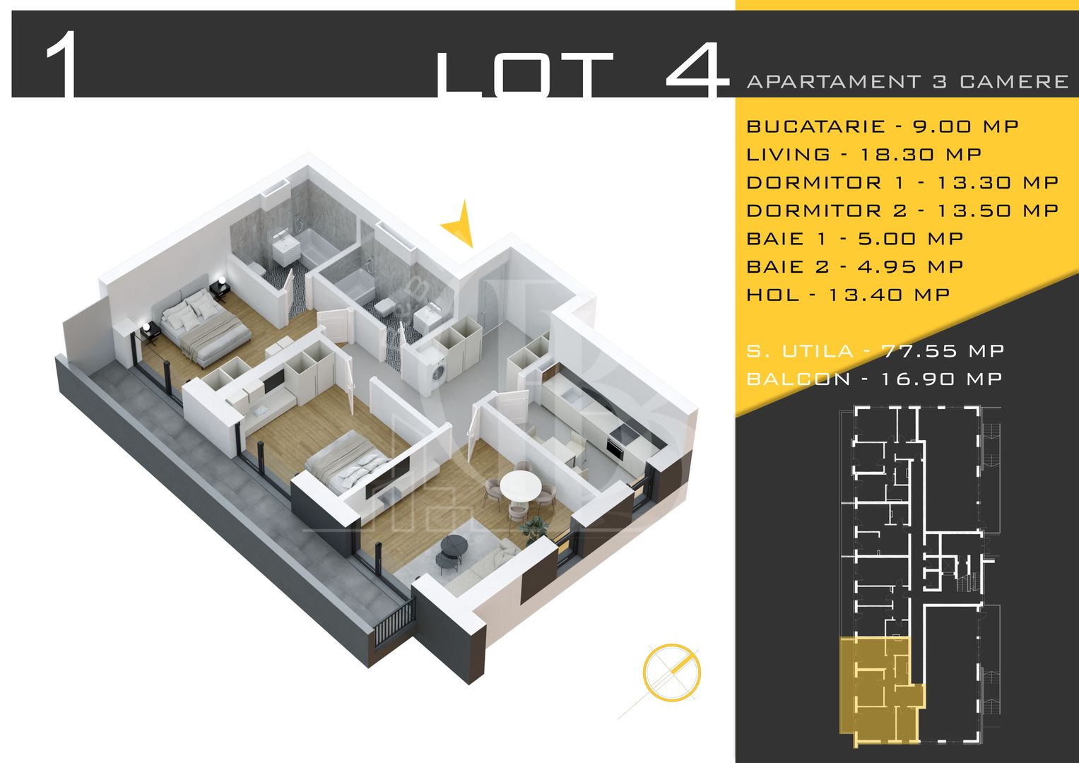 3 camere decomandat Titan Pallady  Metrou Nicolae Teclu - Schiță 11