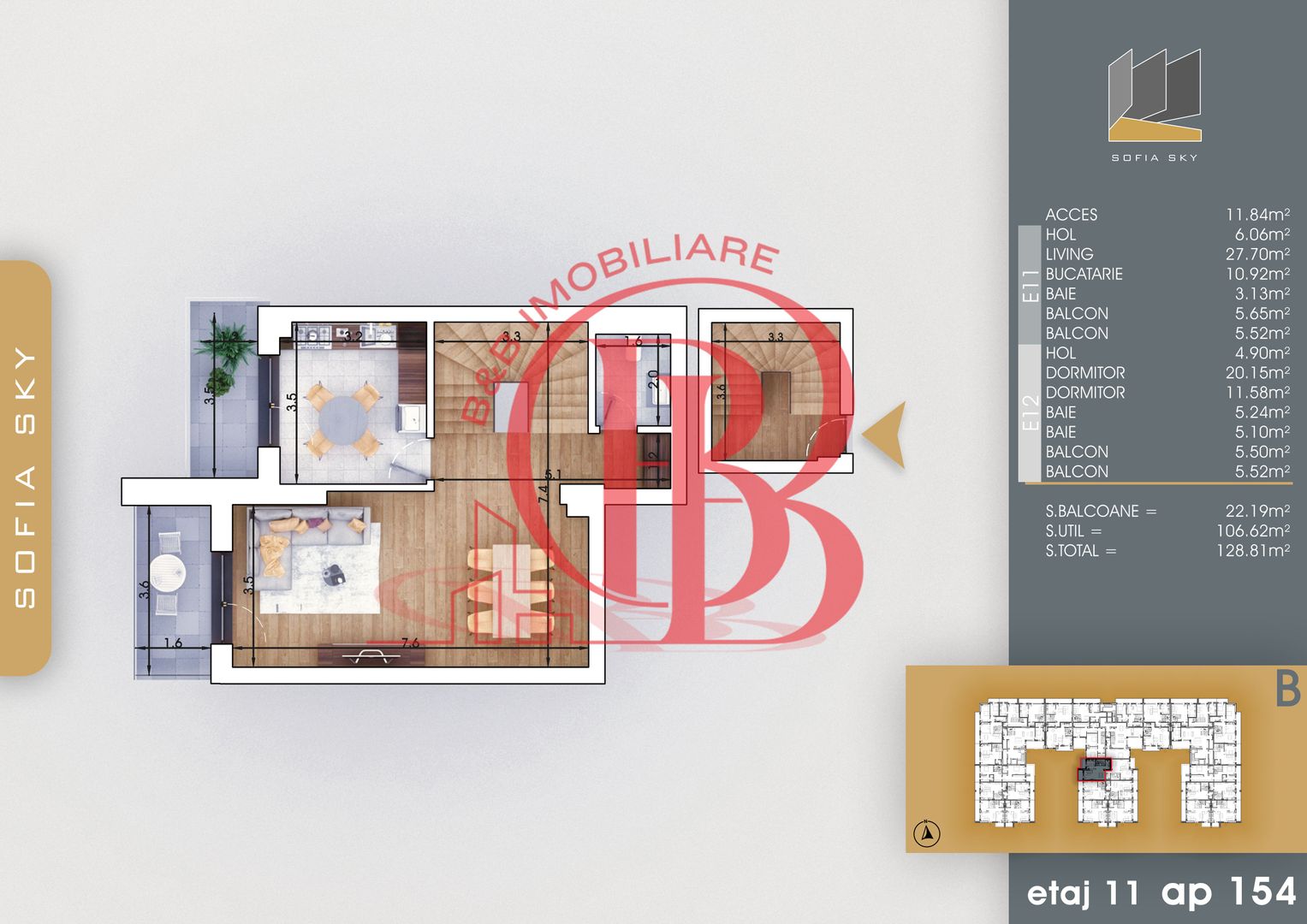 3 camere cu Scara Interioara Mutare Rapida 7min Metrou - Schiță 2