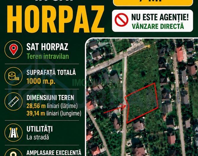 Teren intravilan de 1000 mp în sat Horpaz, Lunca Cetățuii – ideal pentru construcția unei case - Poză 1