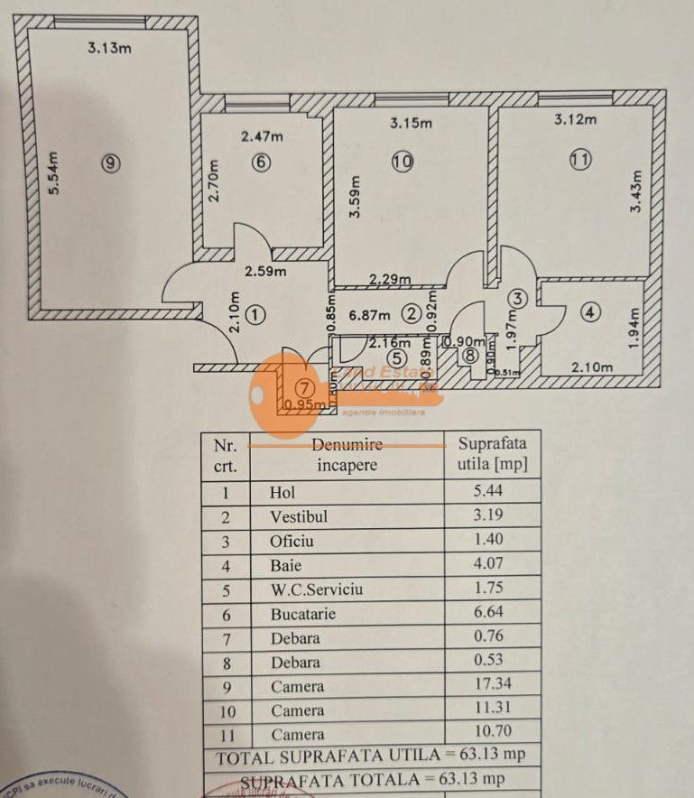 Apartament 3 camere decomandat – Șoseaua Olteniței - Schiță 11