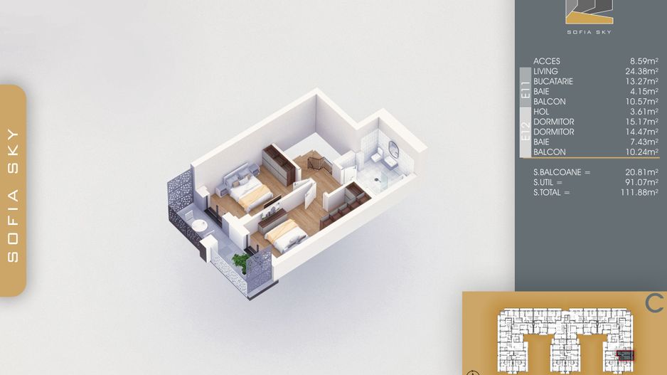 3 camere Duplex  700 metri Metrou Nicolae Teclu Pallady - Schiță 11
