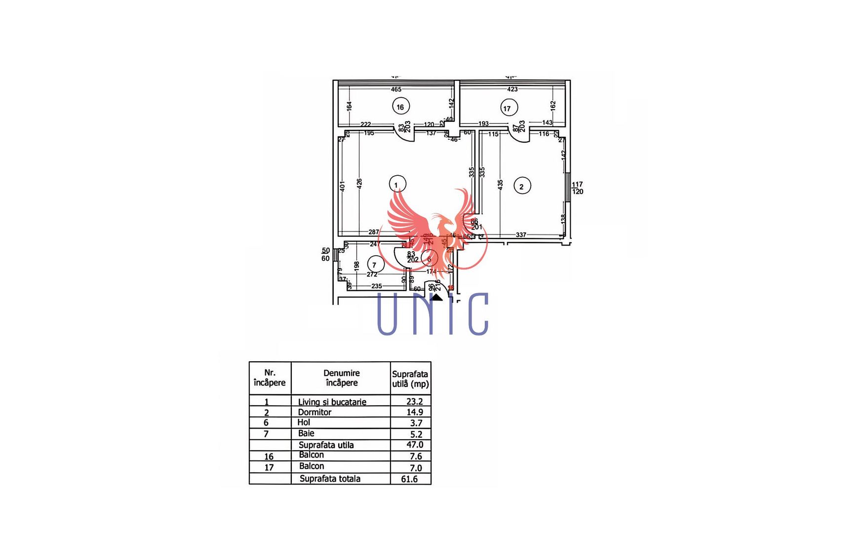 Apartament 2 camere Calea Severinului 61 MP et 4/5 - Schiță 6