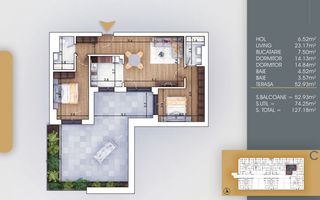 3 Camere-Terasa generoasa-700m Metrou N. Teclu Pallady - Poză 1