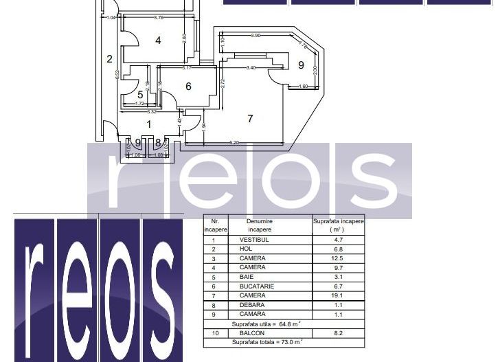 VANZARE 3 CAMERE | LUJERULUI | RENOVAT | 73MP | MOBILAT SI UTILAT | - Schiță 11