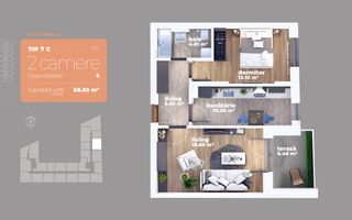 Liviu Rebreanu-Titan-Apartament 2 camere-Lidl Bratarii - Schiță 14