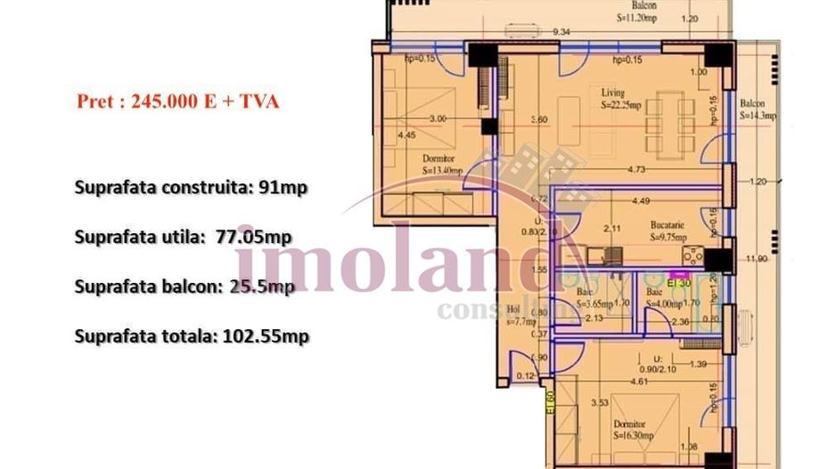 Vanzare apartament 3 cam bloc nou 102 mp cu 2 terase – Sisesti/Padurea Baneasa - Poză 11