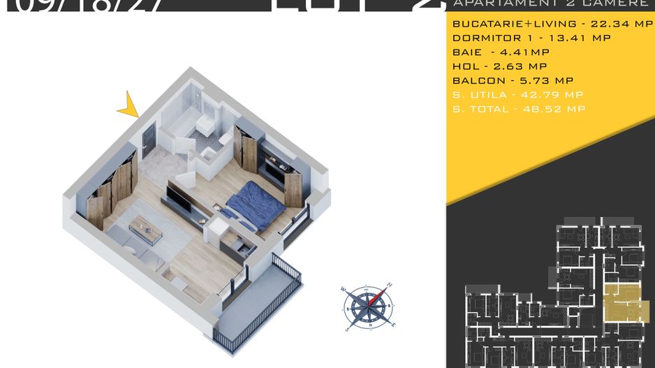 2 camere  parcare bonusTitan Pallady - Metrou Nicolae Teclu - Schiță 5