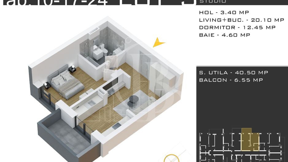 Apartament 2 camere-Promo Loc Parcare-Metrou Teclu-Pallady - Schiță 1