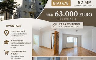 Apartament cu 2 camere, etaj 6 cu lift, VASLUI - zona CENTRU - AUROCOR;