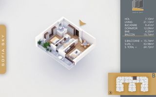 2 camere Finalizare Rapida Titan Pallady 700m Metrou Nic. Teclu - Schiță 1