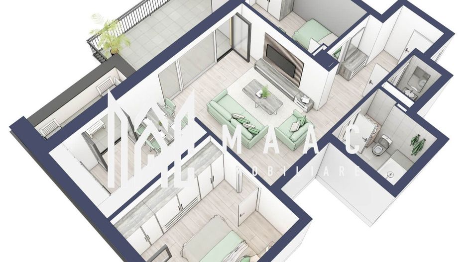 Apartament 3 camere | Balcon 22.2 mp | Etaj 3 | Turnisor - Poză 4