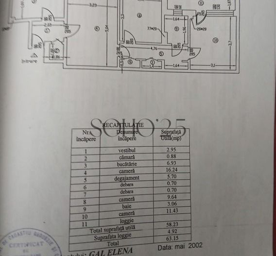 Apartament 3 camere | Metrou Iancului | 60 mp | Etaj 7 | Luminos - Schiță 6