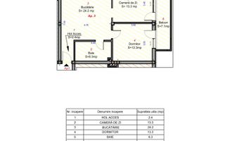 Apartament 2 camere – 59,5mp – INTABULAT – Clasa energetica A – Selimbar - Schiță 13