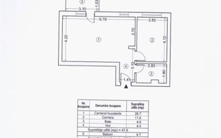 2 Camere | Nou | Parcare Subterana Disponibila | Etaj Intermediar - Schiță 9