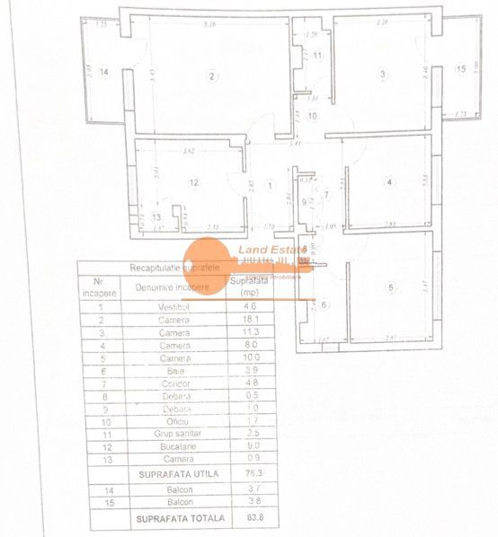 Apartament 4 camere decomandat – Rahova, Șos. Sălaj – Etaj 1 / 4 - Schiță 1