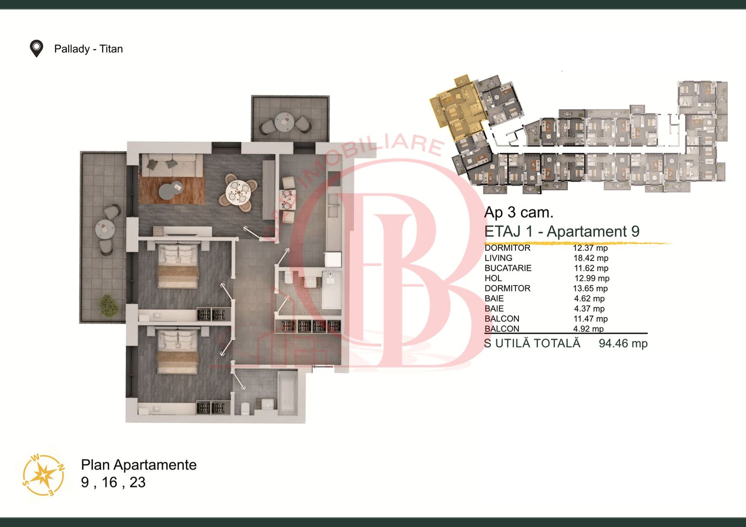 Theodor Pallady-Apartament 3 camere Loc de parcare Bonus - Schiță 1