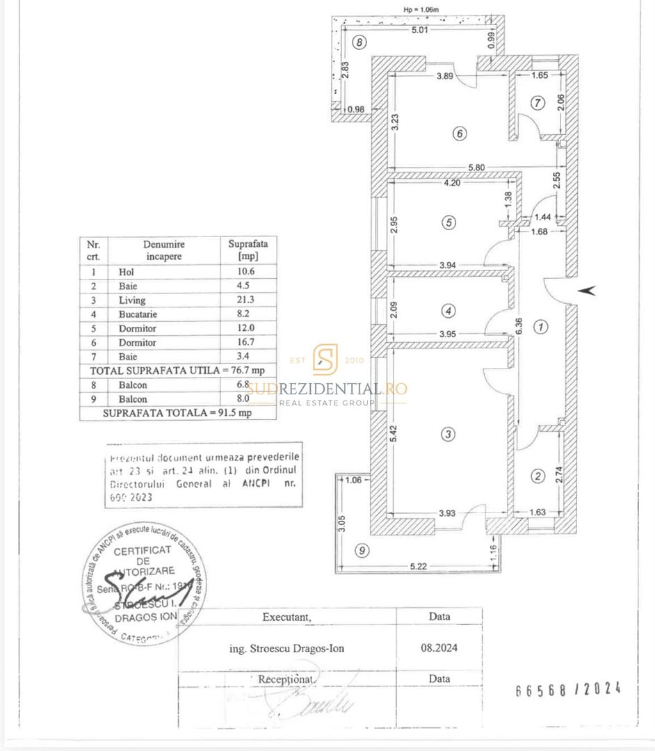 Apartament decomandat 3 camere, disponibil imediat, etaj 2/10 - Schiță 8