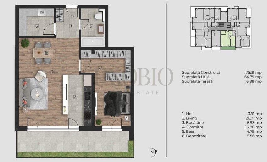 Apartament 2 Camere + Dressing | Jardins du Nord | Loc de Parcare - Poză 15