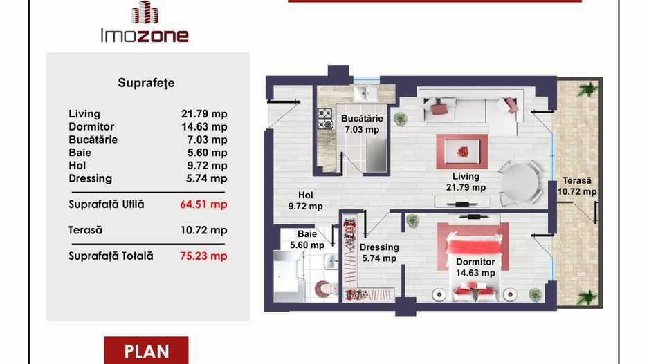 Ansamblul Primavara, 2 camere, 75mp, parcare subterana inclusa, finisaje 2024 - Poză 1