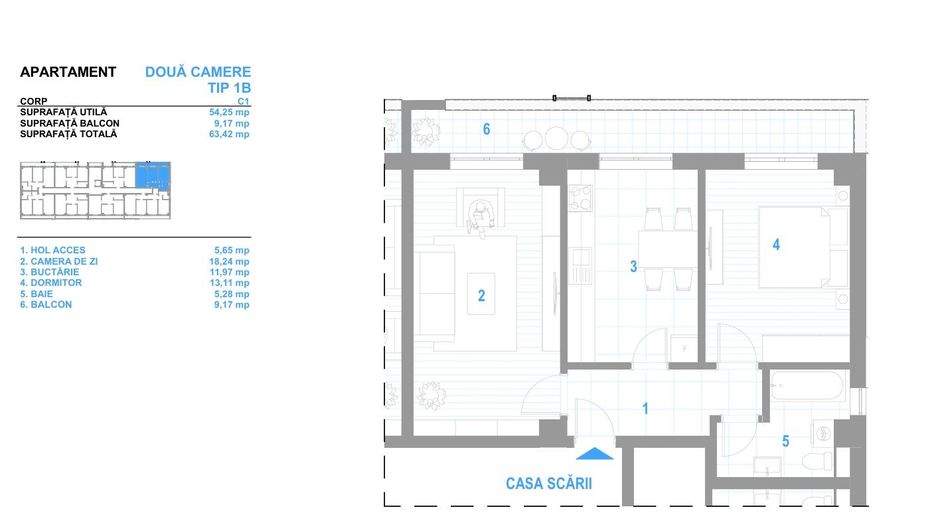 MUTARE IMEDIATA! Apartament 2 camere Dec 63 mp 117000E-Bucium - Poză 13