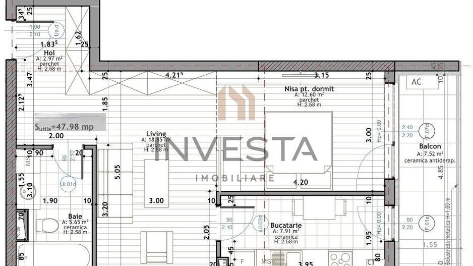 Apartament cu 2 camere, etaj intermediar,  Zorilor, zona Frunzisului - Schiță 10