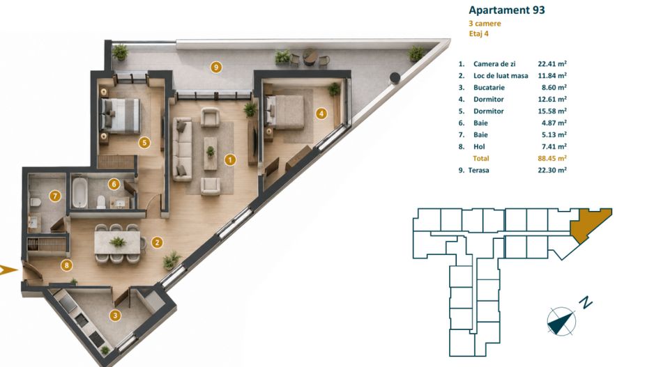 Apartament 3 camere proiect nou finalizat aproape de Iulius Mall - Poză 2