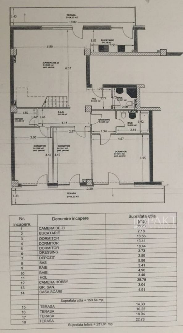 Penthouse pe doua niveluri cu 5 camere in cartierul Buna Ziua! - Schiță 15