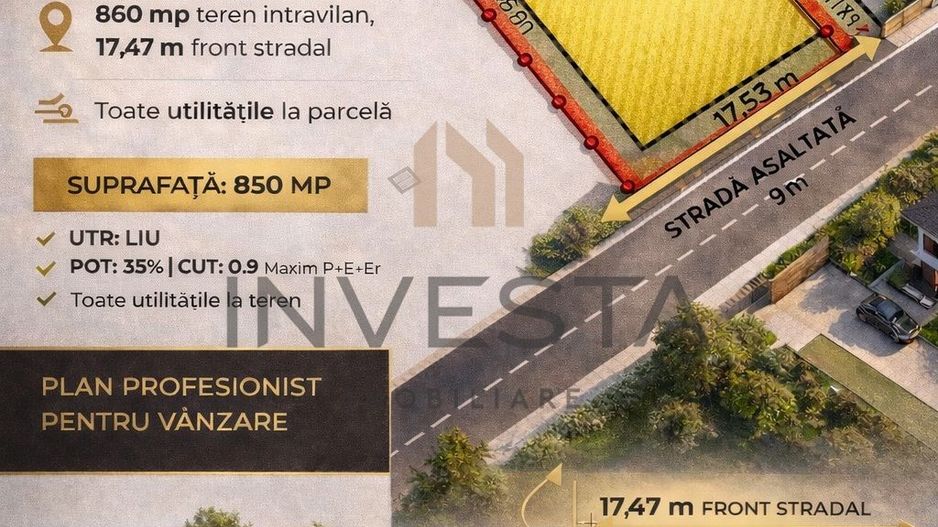 Teren 850 mp cu front de 17.47 m pretabil pentru duplex! Autorizabil! - Poză 4