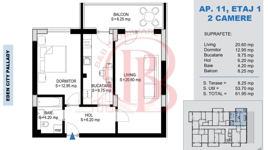 Apartament 2 camere Theodor Pallady Metrou Nicolae Teclu - Schiță 2