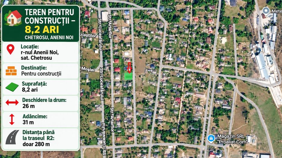 TEREN PENTRU CONSTRUCȚIE – 8,2 ARI | CHETROSU, ANENII NOI - Poză 1