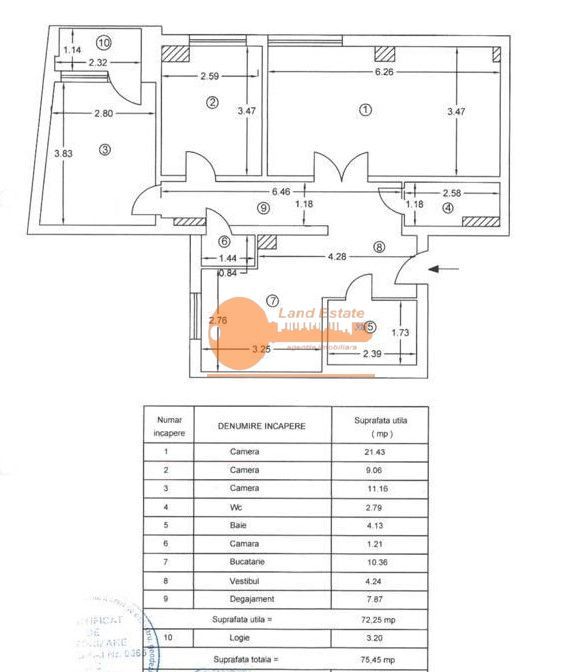 3 camere ultracentral | Piața Romană | 76 mp - Schiță 8