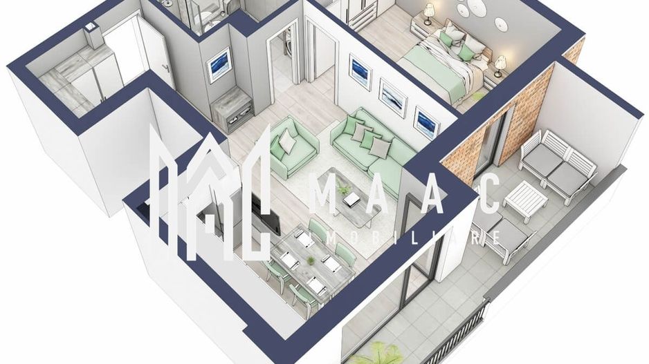 Apartament 2 camere | Etaj 3 | Balcon 10.3 mp | Turnisor - Poză 3