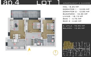 3 camere -parcare inclusa - proiect nou -Pallady - Schiță 12