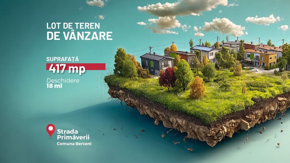 Teren 417mp, Str. Primăverii, Comuna Berceni | Plata eșalonată 12 luni - Poză 1