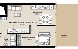 Apartament 2 camere, 44 mp, terasa 25 mp, zona Autogara - Poză 1