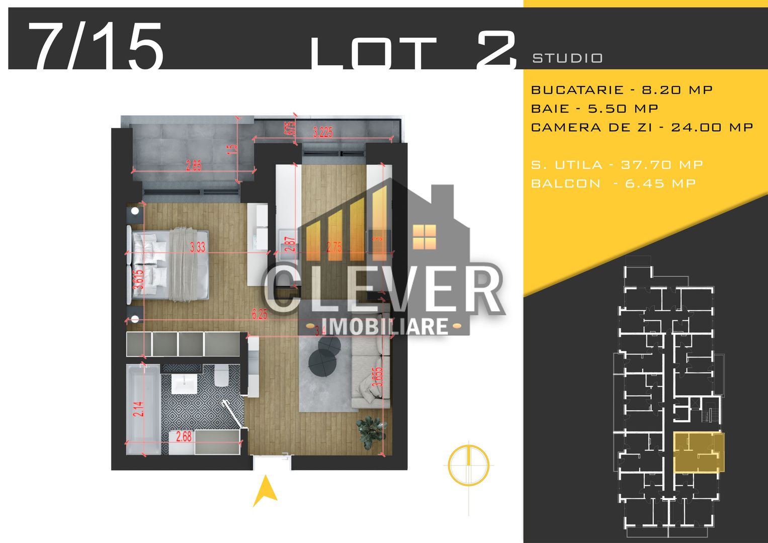 Garsoniera dubla, Comision 0%,  zona Pallady, metrou Nicolae Teclu - Schiță 11