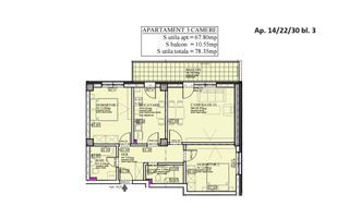 3 camere Pallady – decomandat, Comision 0, Parc Teilor - Schiță 14