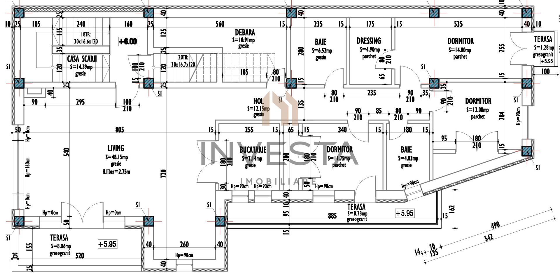 Apartament 4 camere, 148 mp, 2 garaje, Zorilor, zona Ciresilor - Schiță 11